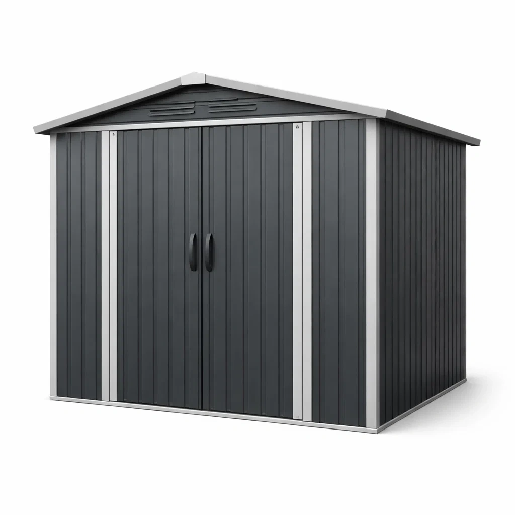 Gartenhaus Metall Grau Doppeltüren Lüftungsgitter 213x127x185 cm