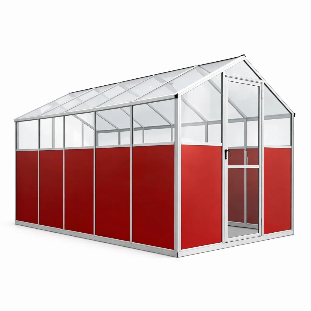 Gewächshaus Aluminium Polycarbonat Rot 250x185x195 cm
