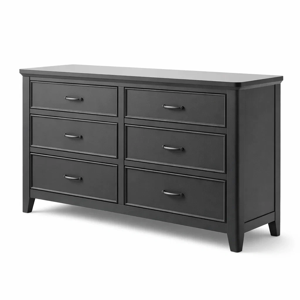 Kommode MDF Schwarz mit 6 Schubladen