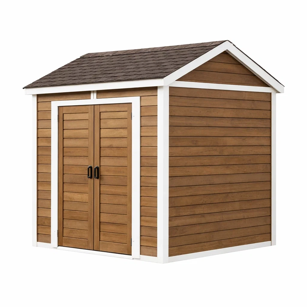 Gartenhaus Holzoptik Braun Weiß 213x127x222 cm