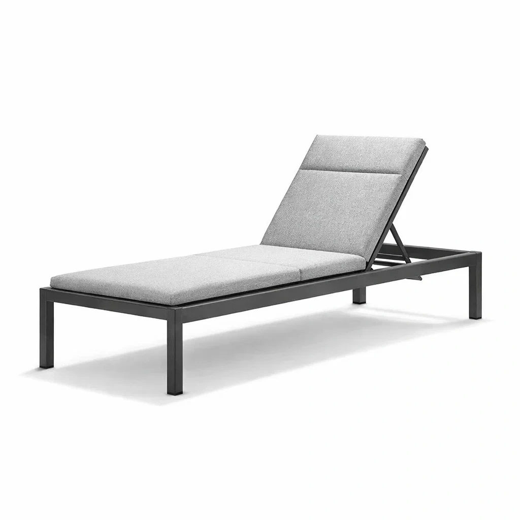 Gartenliege Aluminium Textil Grau 200x70x35 cm