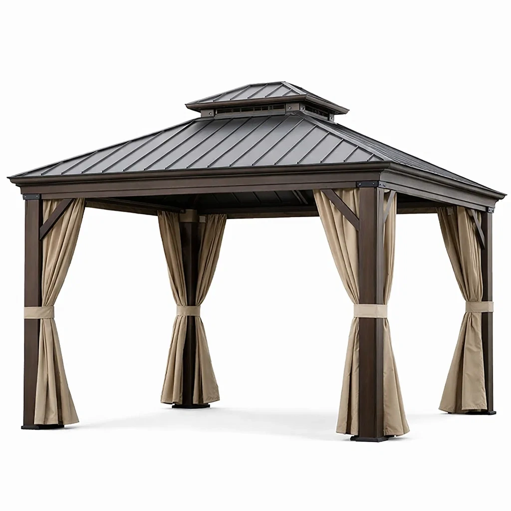 Gartenpavillon Aluminium Braun