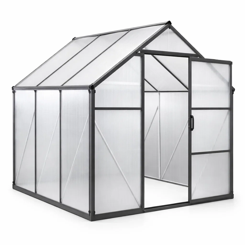 Gewächshaus Aluminium Polycarbonat Silber 250x190x195 cm