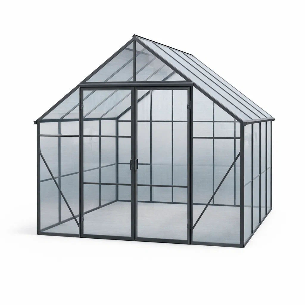 Gewächshaus Aluminium Polycarbonat Grau