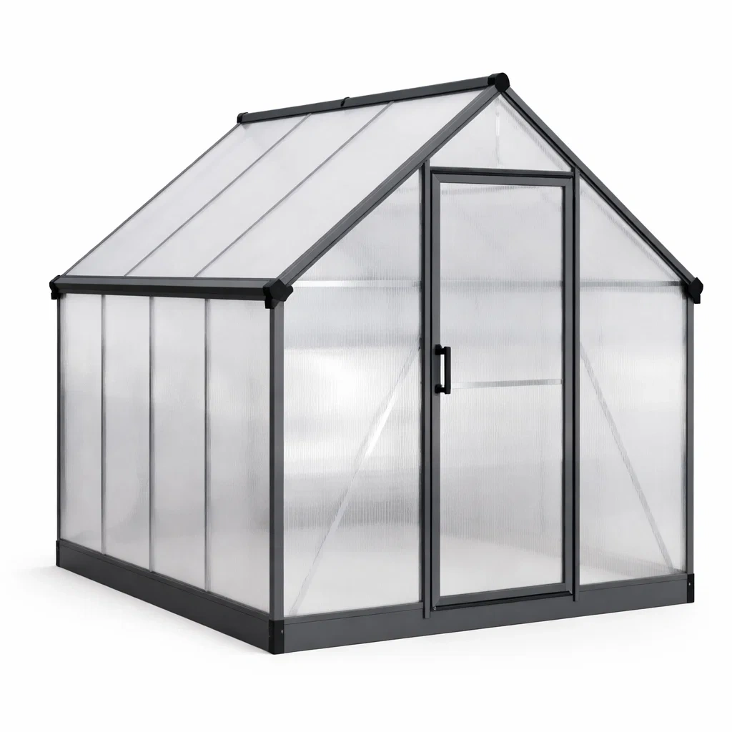 Gewächshaus Aluminium Polycarbonat Grau 190x185x195 cm