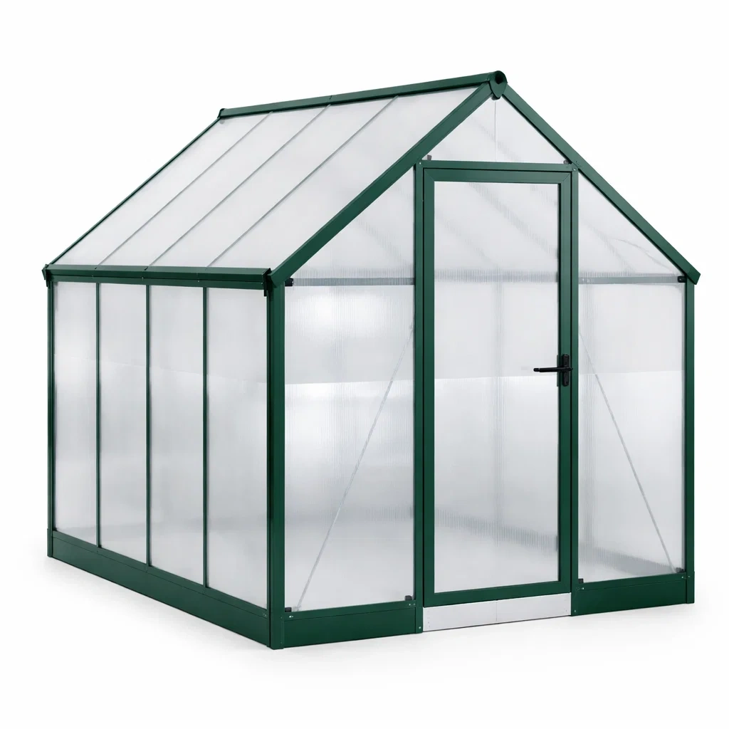 Gewächshaus Aluminium Polycarbonat Grün 250x190x195 cm