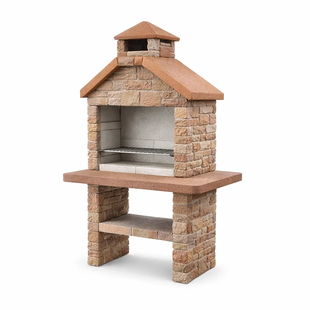 Grillkamin Naturstein Sandfarben 114x65x196 cm