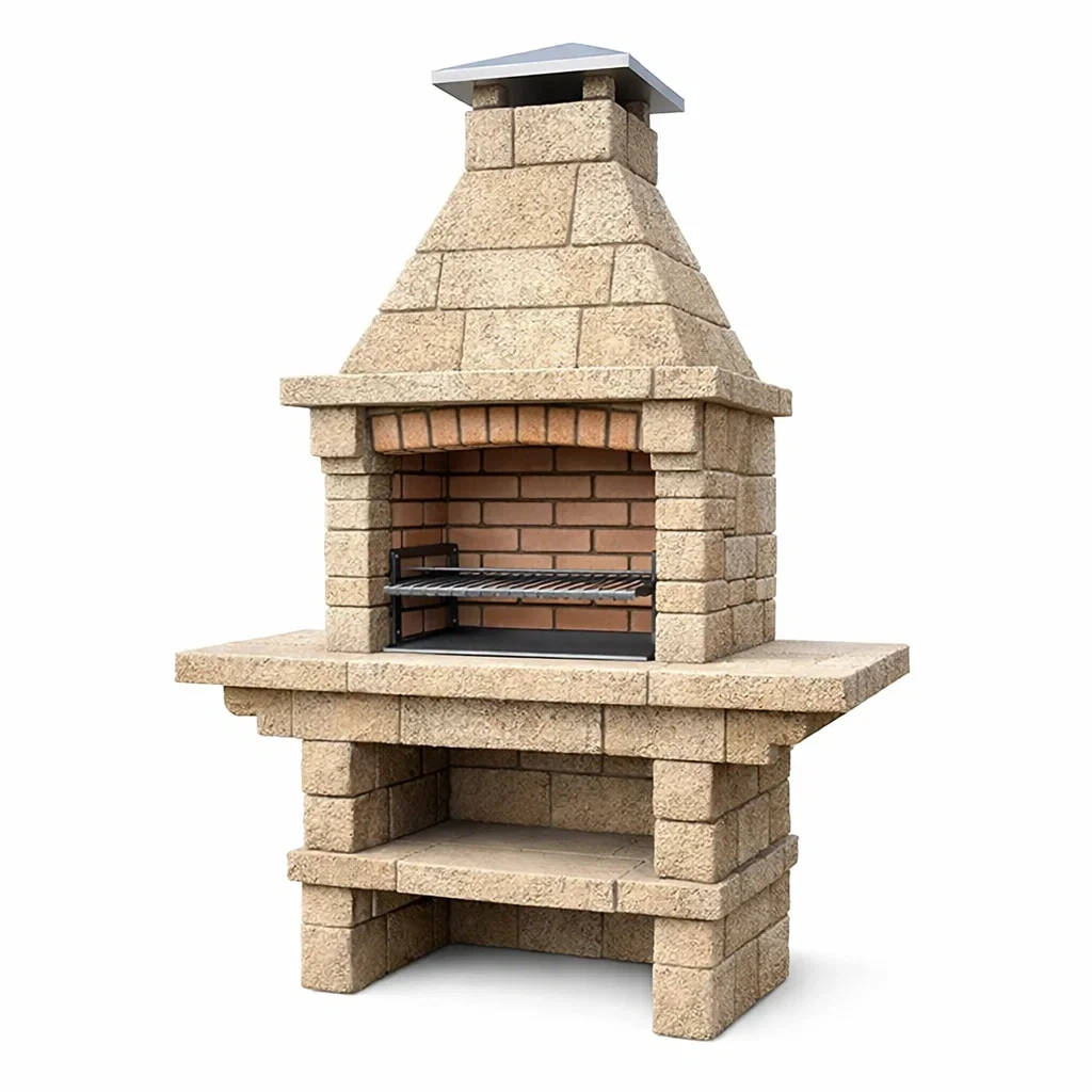 Grillkamin Beton Sandstein Edelstahlrost