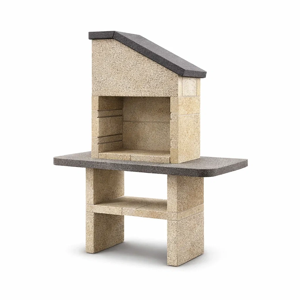 Grillkamin Beton Natursteinoptik Anthrazit Dach