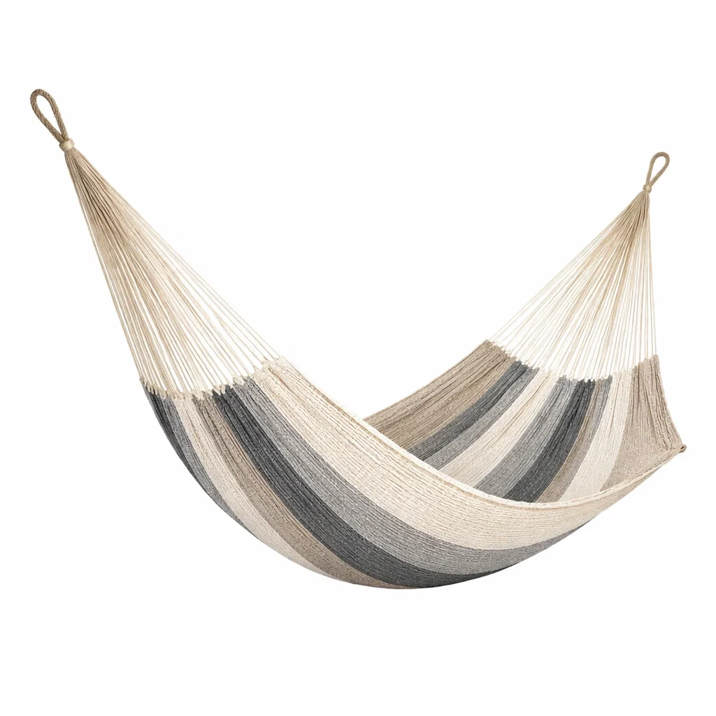 Hängematte Baumwolle Beige Grau Gestreift 200 x 150 cm