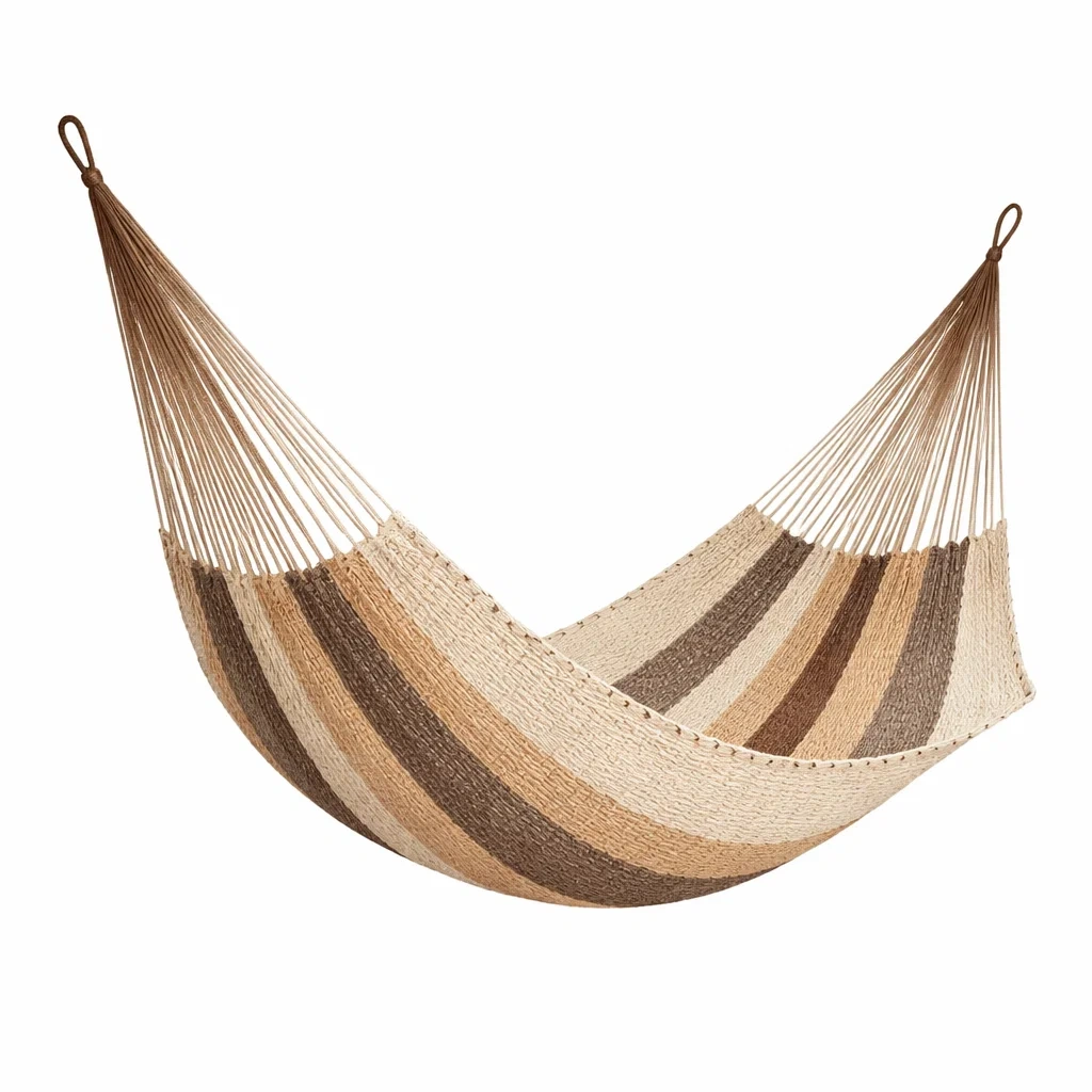 Hängematte Baumwolle Streifenmuster Beige Braun 200 x 150 cm