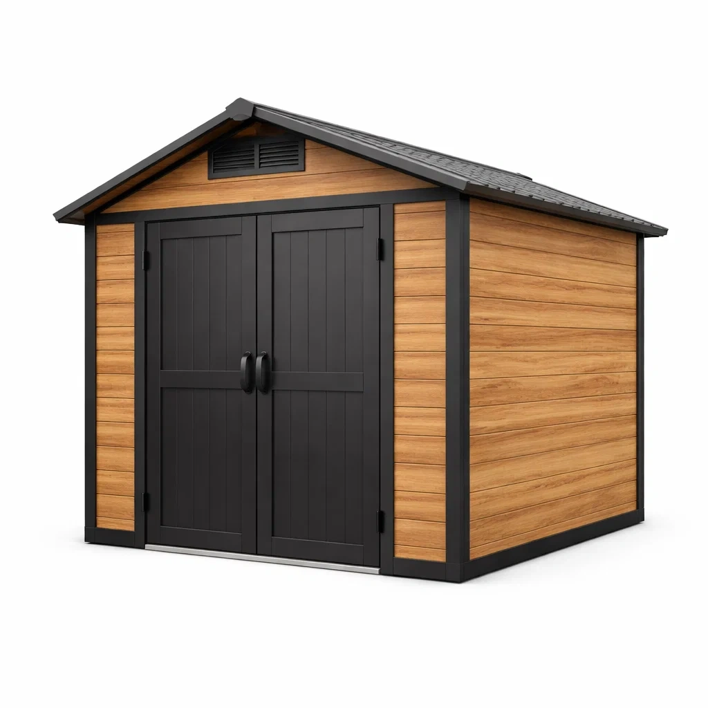 Gartenhaus Kunststoff Holzoptik Schwarz 200x190x215 cm