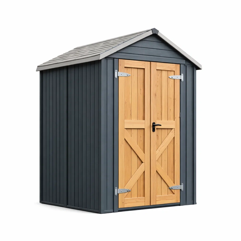 Gartenhaus Kunststoff Holz Grau Natur 200x120x210 cm