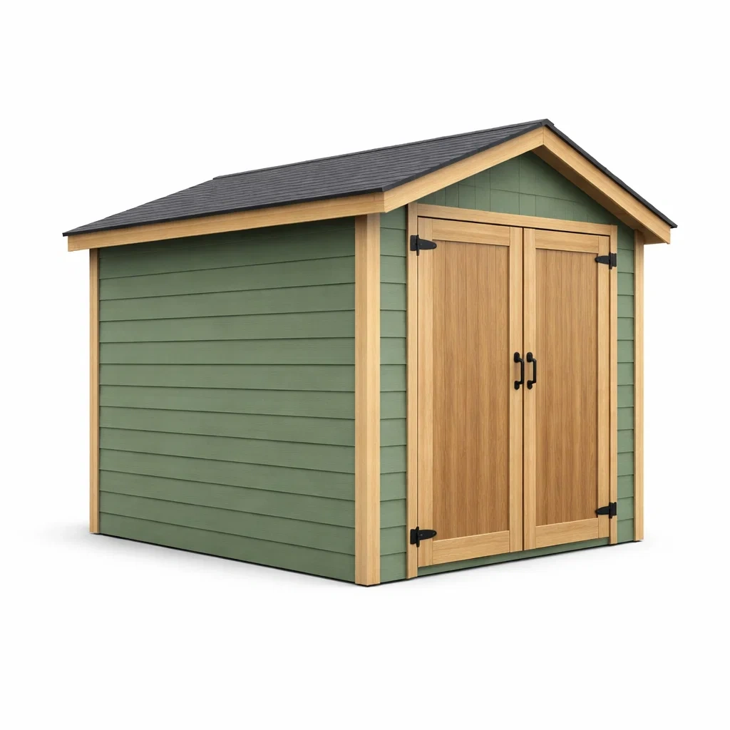 Gartenhaus Holz Kunststoff Grün Holzoptik 250x200x230 cm