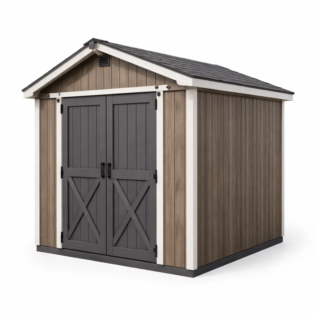 Gartenhaus Kunststoff Holzoptik Grau 240x300x255 cm