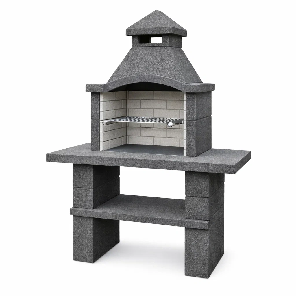 Grillkamin Beton Edelstahlrost Grau