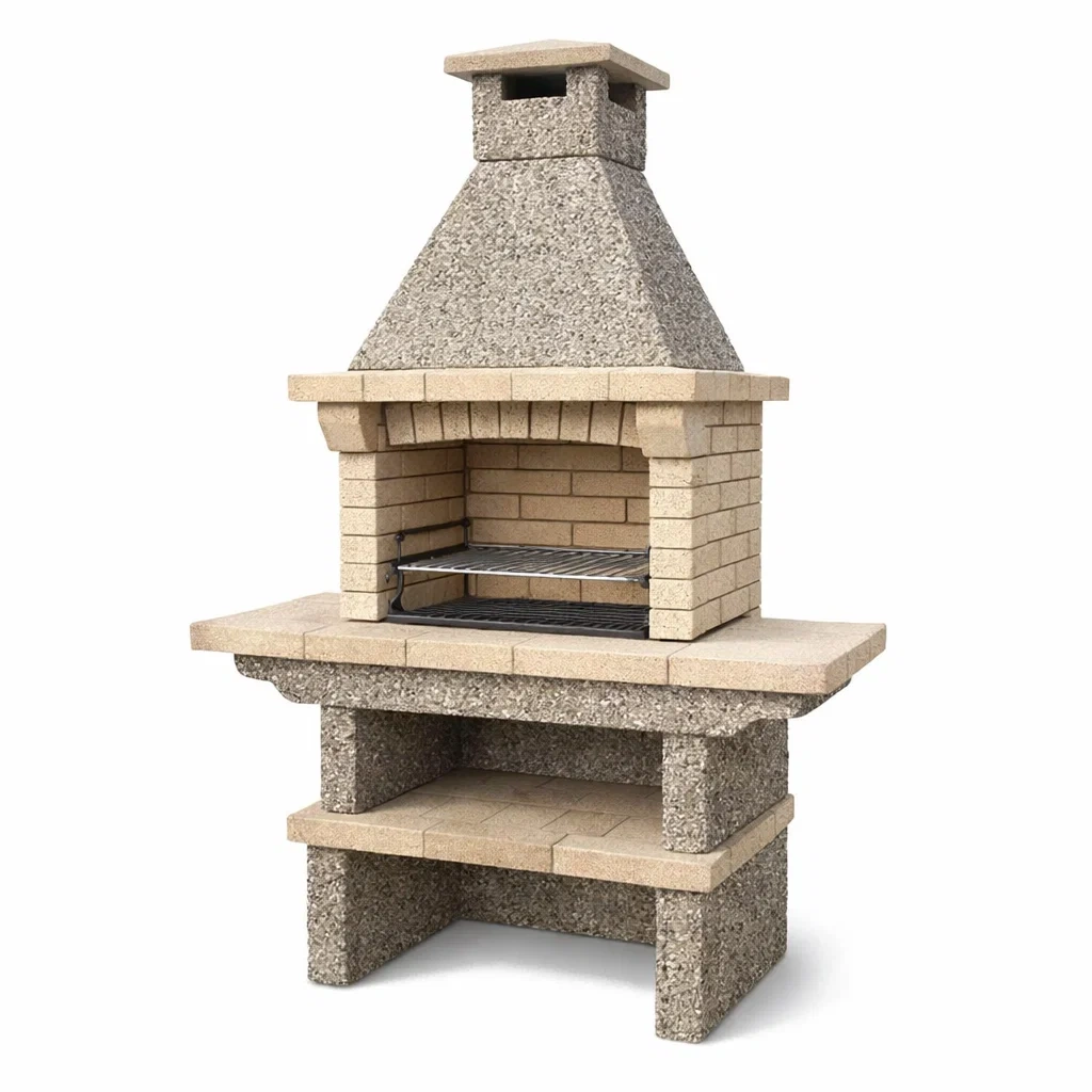 Grillkamin Beton Ziegel Hellgrau