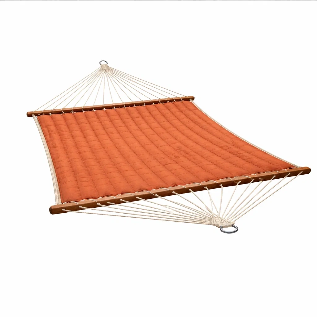 Hängematte Baumwolle mit Holzstreben Orange 200 x 140 cm