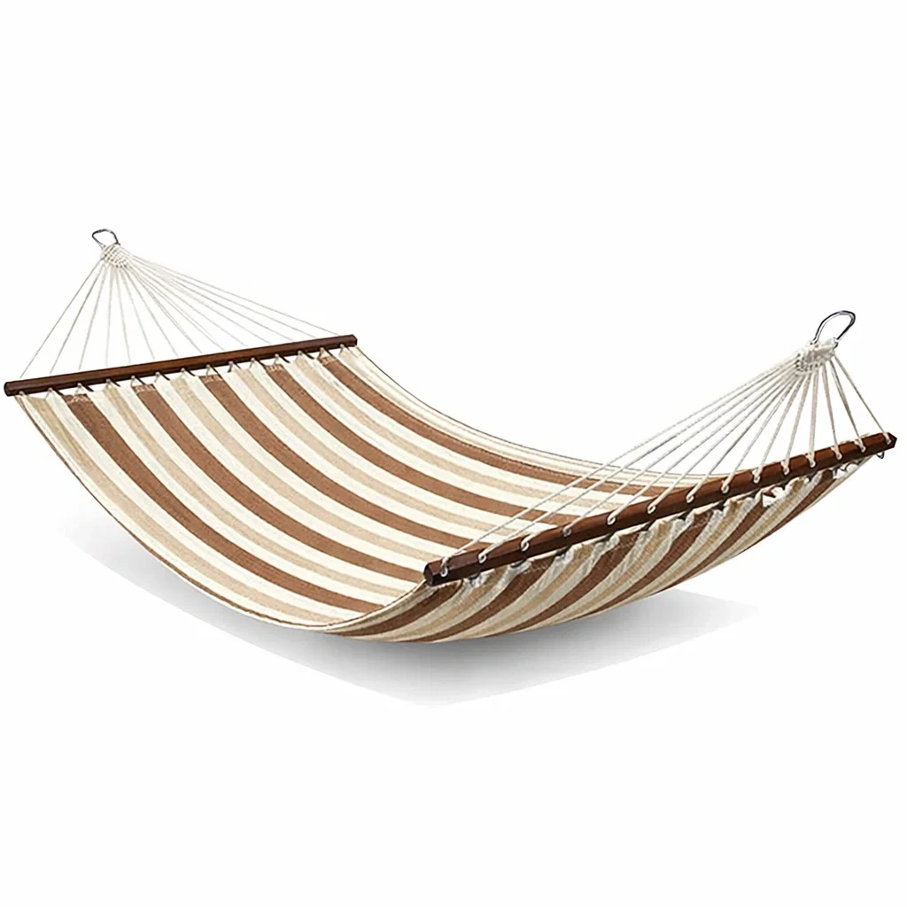 Hängematte Baumwolle Streifenmuster Braun Weiß 200 x 150 cm