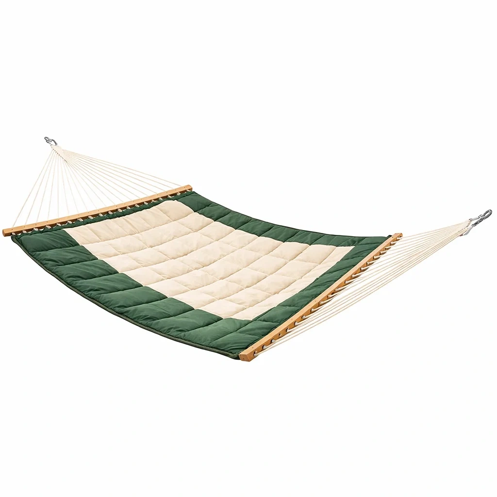 Hängematte Baumwolle Polyester Grün Beige 200 x 140 cm