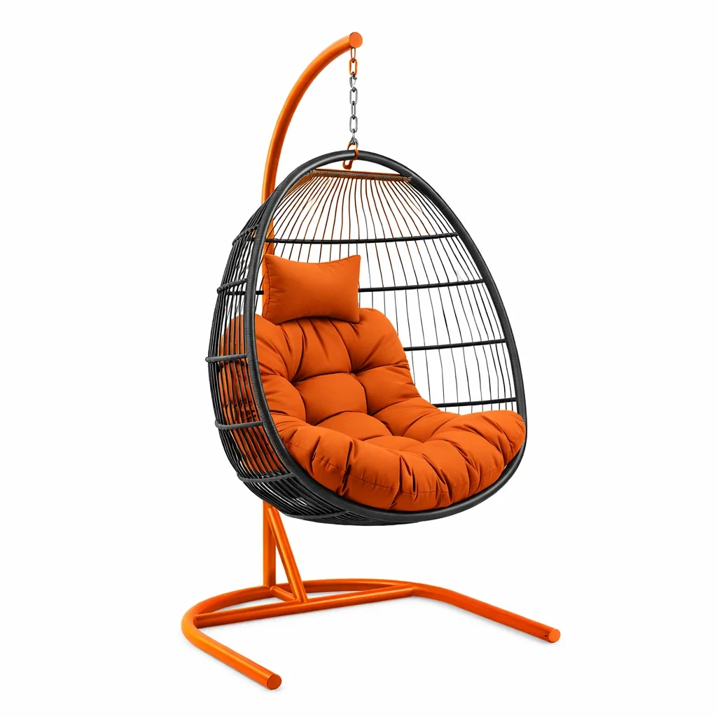 Hängesessel Stahl mit Polyesterkissen Orange