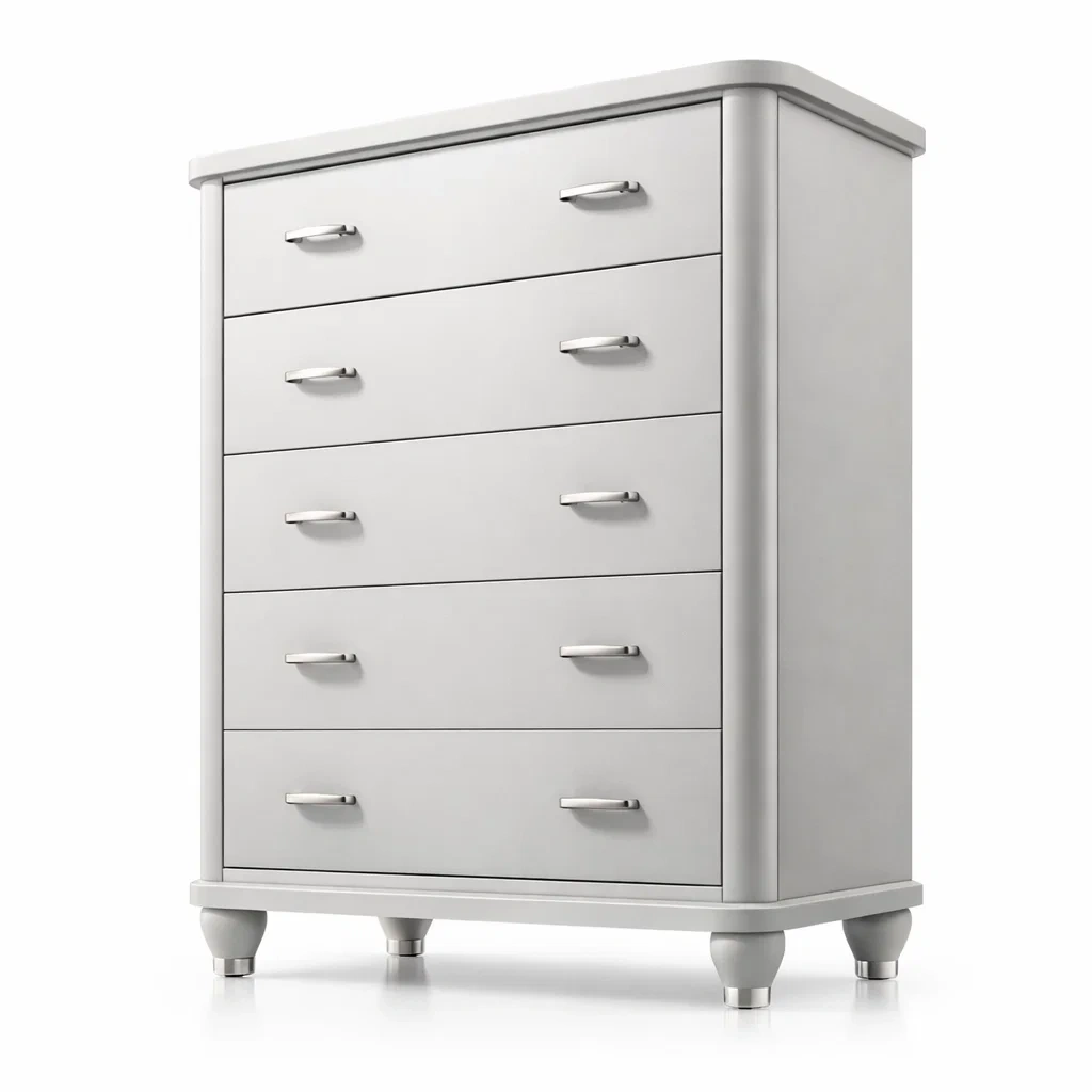 Kommode MDF Weiß mit 5 Schubladen