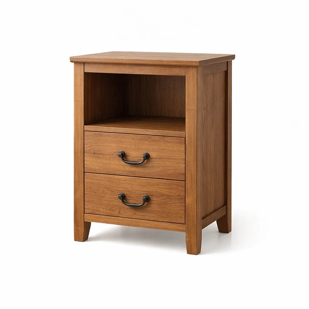 Nachttisch Eiche Massivholz Braun mit Schubladen