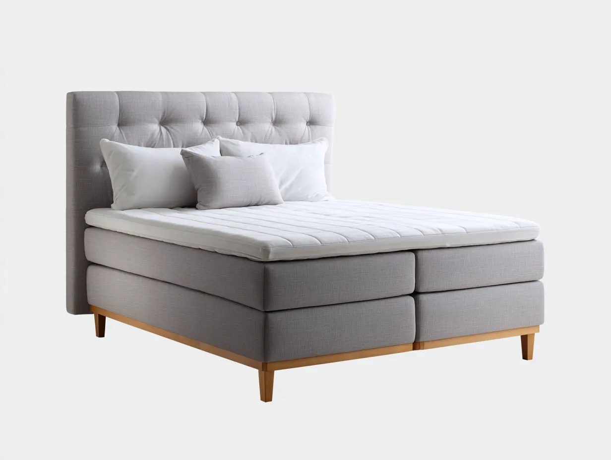 Doppelbett-Stoff-Holz-214x192x108 cm-Grau-Skandinavisch-Nookgoly