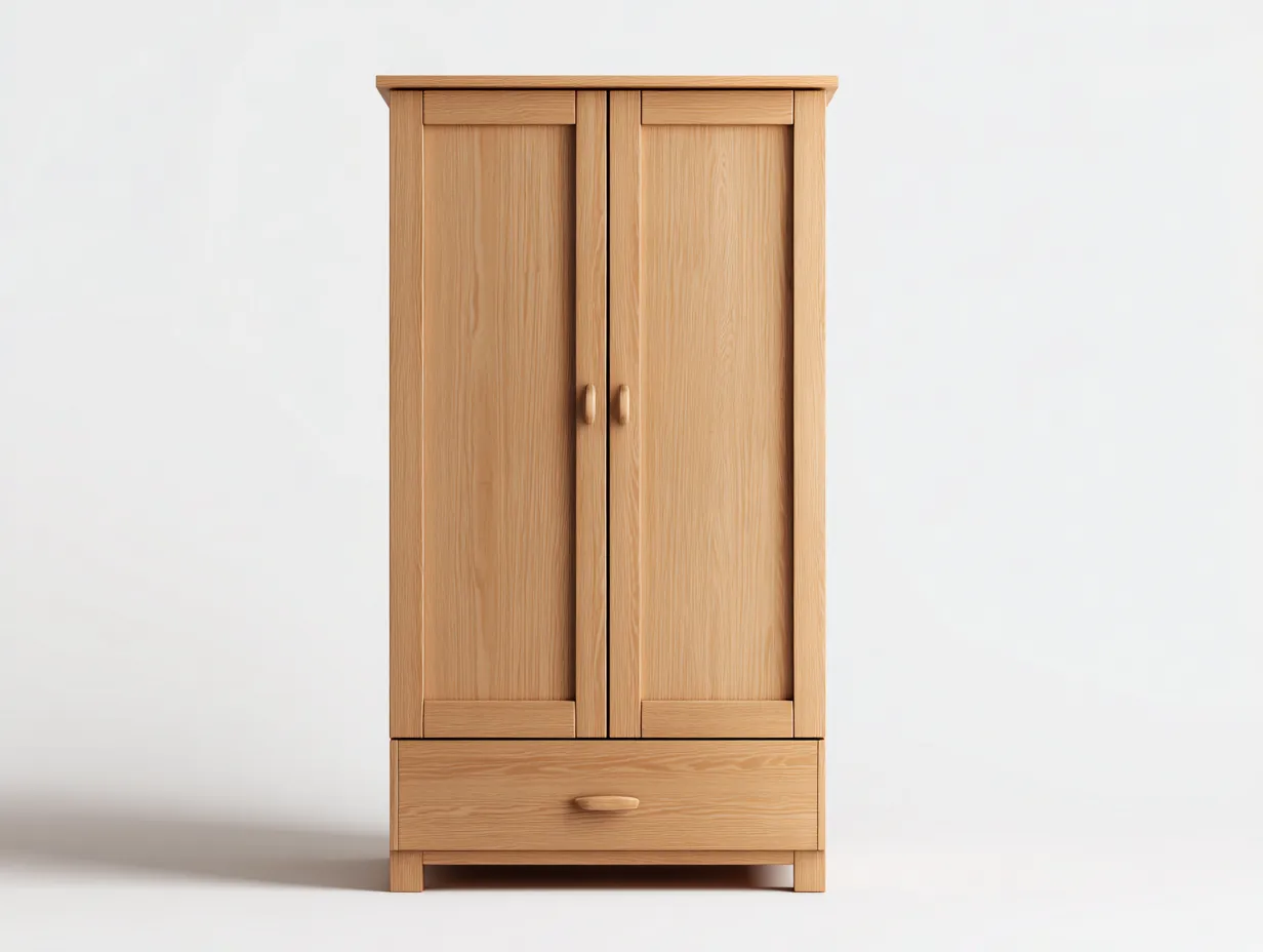 Kleiderschrank-Holz-92x55x188 cm-Natur-Landhausstil-Nookgoly