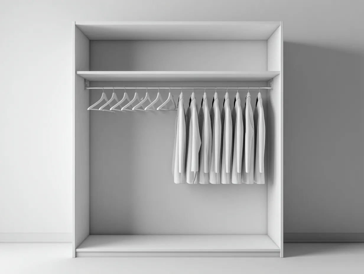 Kleiderschrank-Holzwerkstoff-158x58x198 cm-Weiß-Minimalistisch-Nookgoly