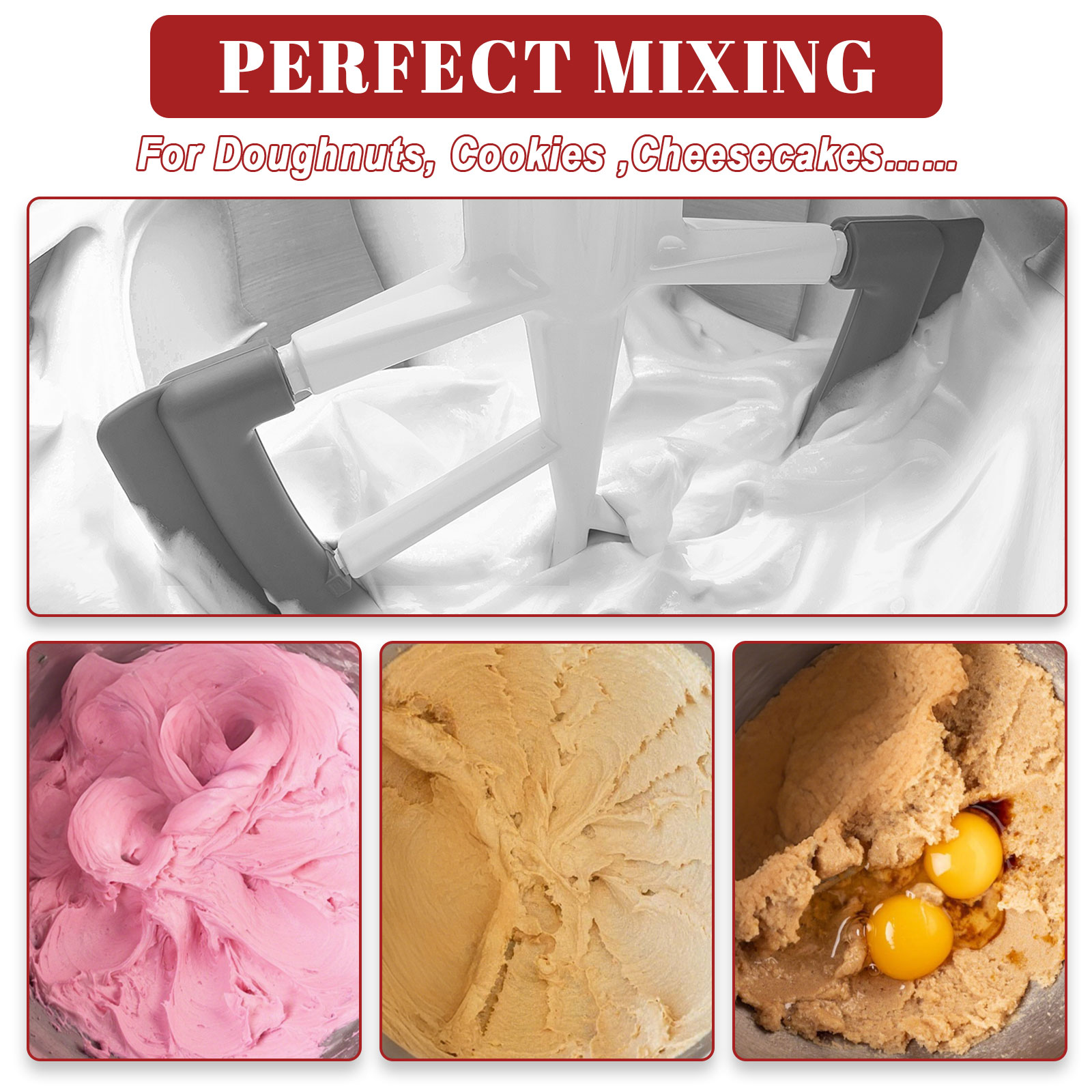Flex Edge Beater for Kitchenaid Attachments,Flat Beater with Both-Sides Flexible Silicone Edges Bowl Scraper for Kitchenaid 4.5-5 Quart Tilt-Head Stand Mixer,Replace K45B KFE5T Kitchen Aid Attachments