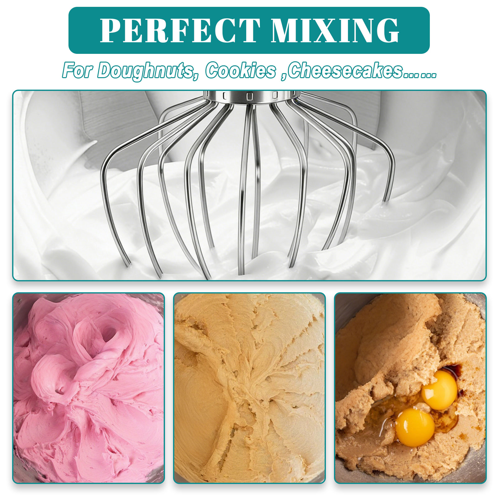 Dishwasher Safe 6 Wire Whisk for Kitchenaid Attachments,Upgrade Real Stainless Steel 6 Wire Whip Attachment for Kitchenaid 4.5-5 Quart Tilt-Head Stand Mixer,Replace K45WW Kitchen Aid Attachments