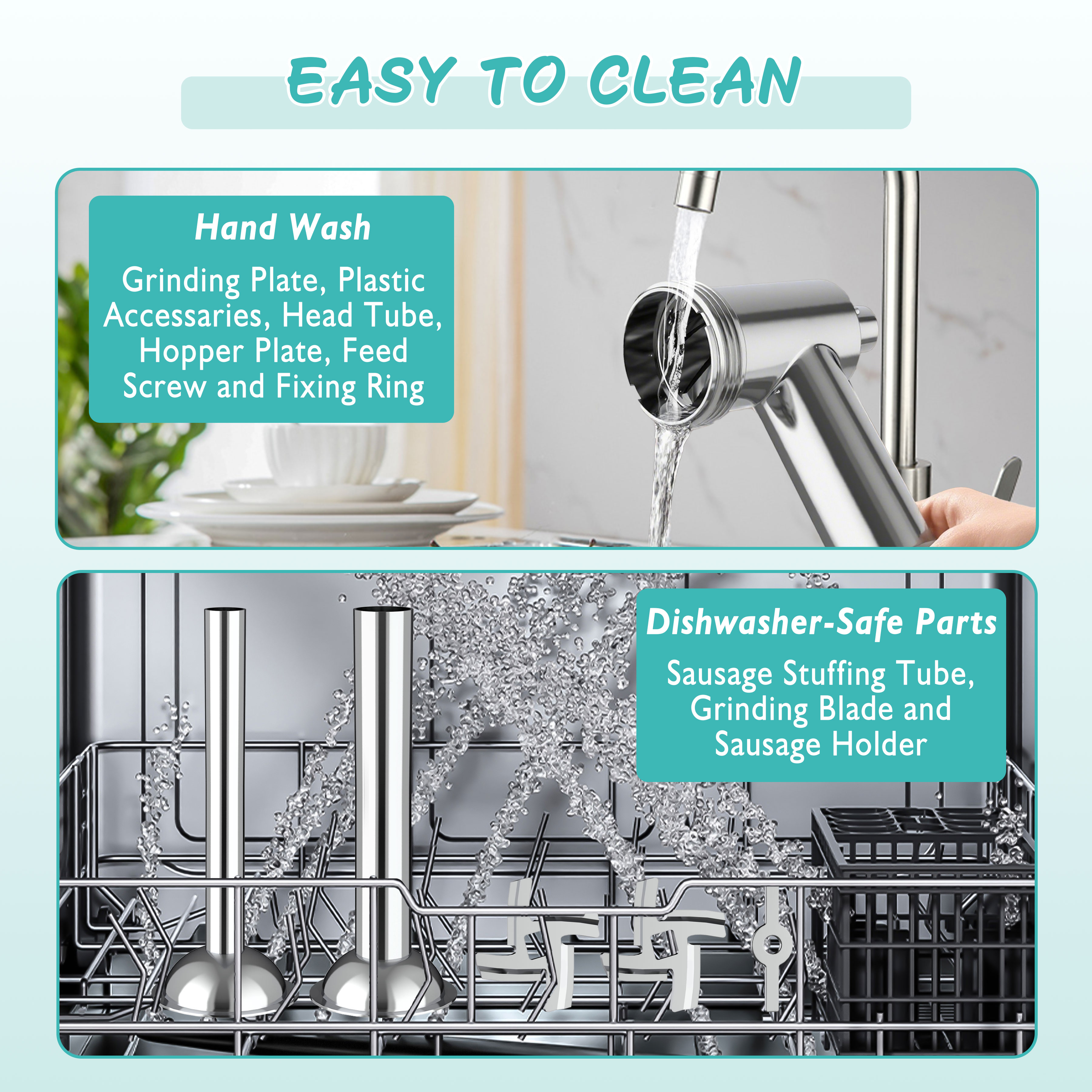 Metal Meat Grinder Attachments for Kitchen Aide Stand Mixers,16Pcs Meat Grinder Accessories Set,Sausage Stuffer,Replace KSMFGA KSMMGA Attachment for Kitchen Aid Standing Mixer,Easy to Use and Clean