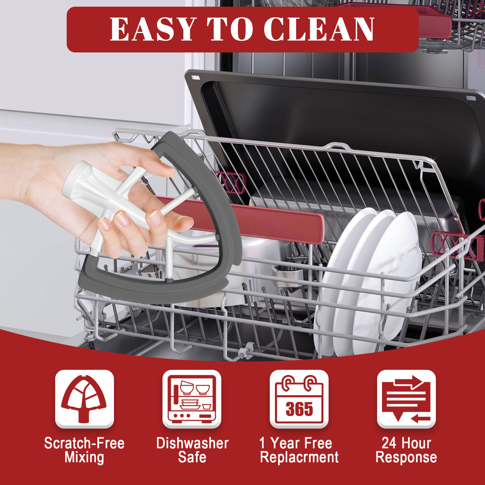 Flex Edge Beater for Kitchenaid Attachments,Flat Beater with Both-Sides Flexible Silicone Edges Bowl Scraper for Kitchenaid 4.5-5 Quart Tilt-Head Stand Mixer,Replace K45B KFE5T Kitchen Aid Attachments