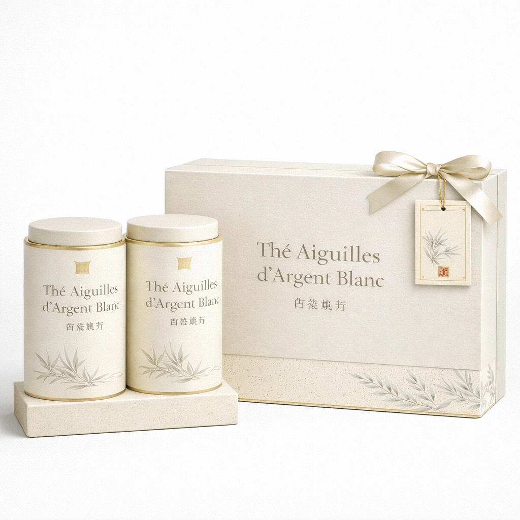 Th Blanc Bai Hao Yin Zhen Aiguilles dArgent ?C Coffret Cadeau Double (Blanc Cass)-cozexa