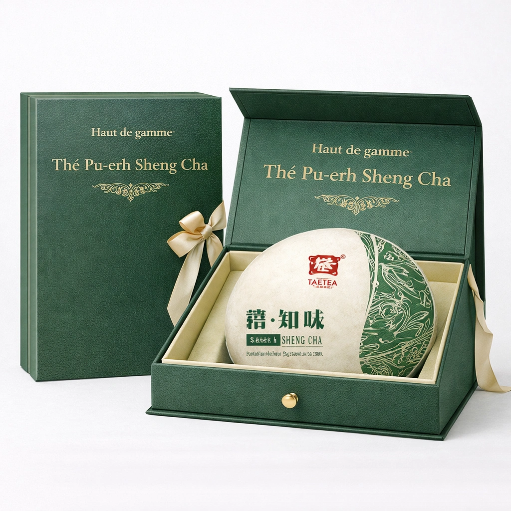 Coffret de th Pu-erh Sheng Cha 357 g en galette compresse-cozexa