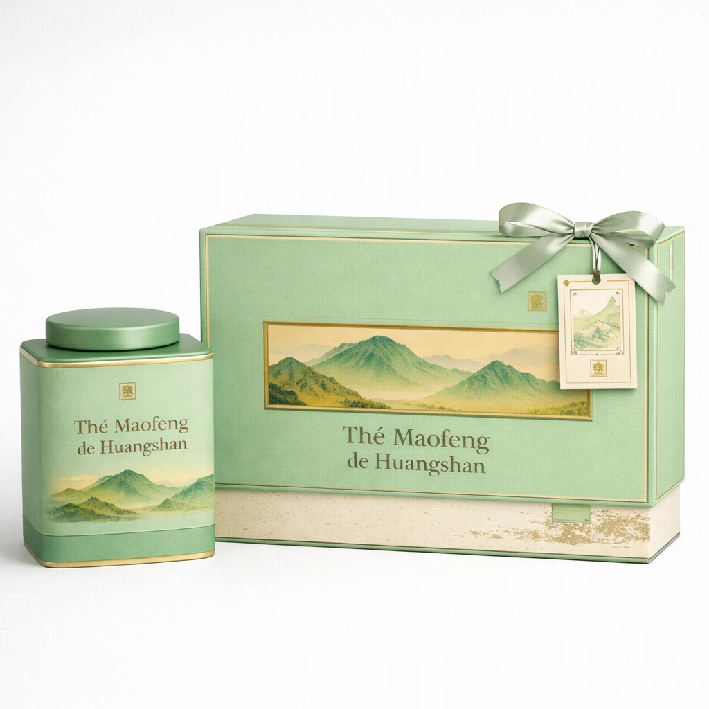 Coffret de th vert Huangshan Maofeng 200 g avec bo?te mtallique-cozexa