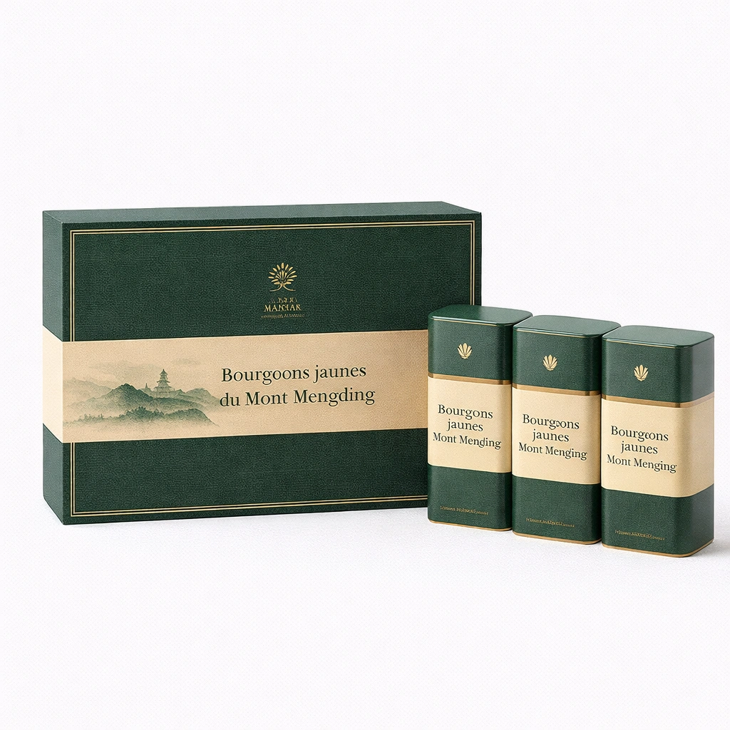 Coffret de th jaune Mengding Huangya 240 g avec 3 bo?tes mtalliques-cozexa