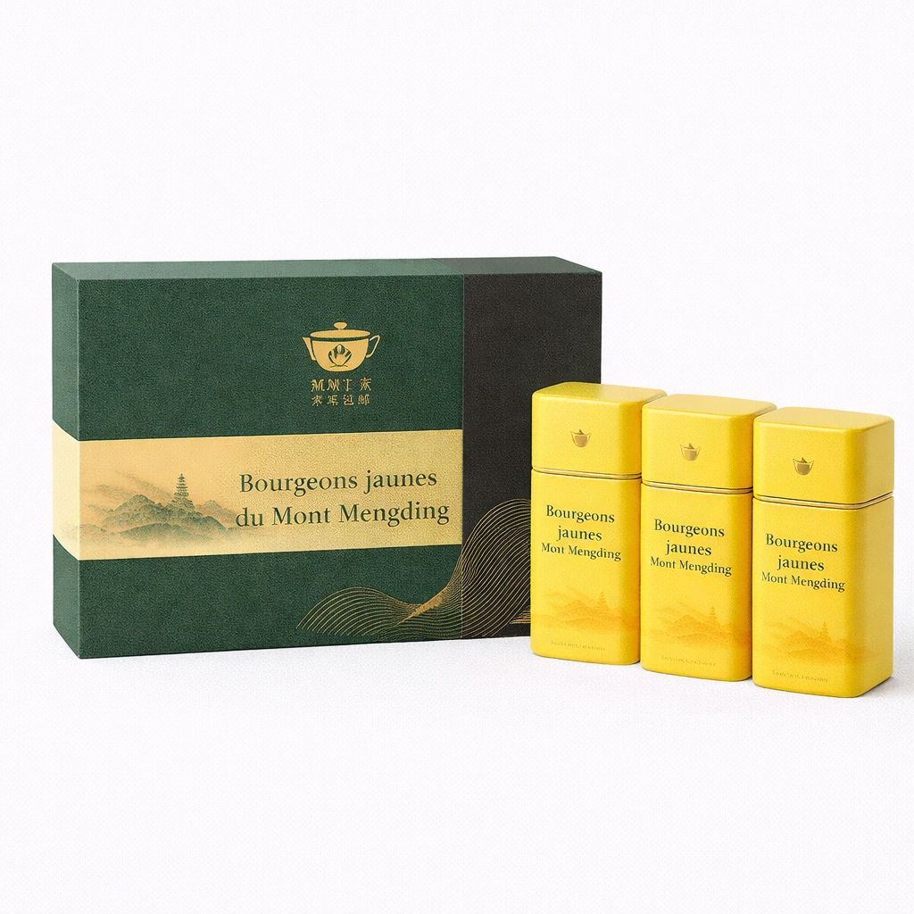 Coffret de th jaune Mengding Huangya 240 g avec 3 bo?tes mtalliques-cozexa