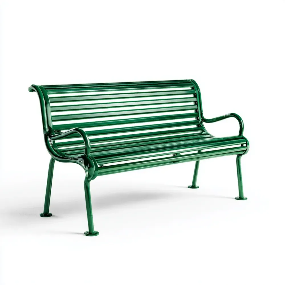 Banco de Jardín Metálico 150x60x80 cm – Verde – Estilo Clásico