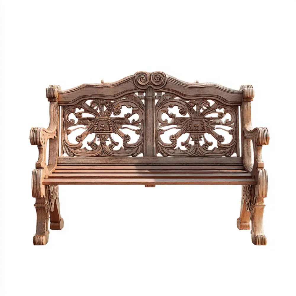 Banco de Jardín de Madera Tallada 120x60x85 cm - Marrón