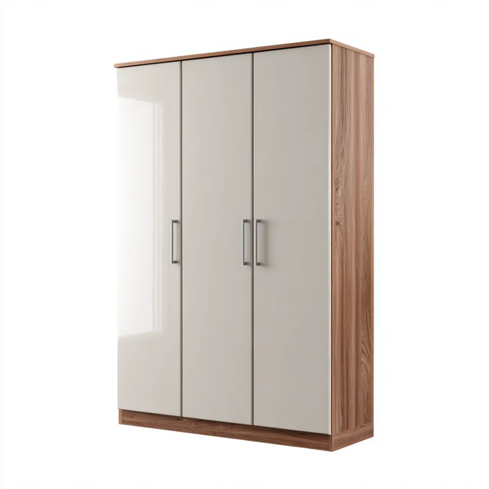 Armario de madera y melamina 180x90x60 cm - Blanco y Nogal - Diseño moderno