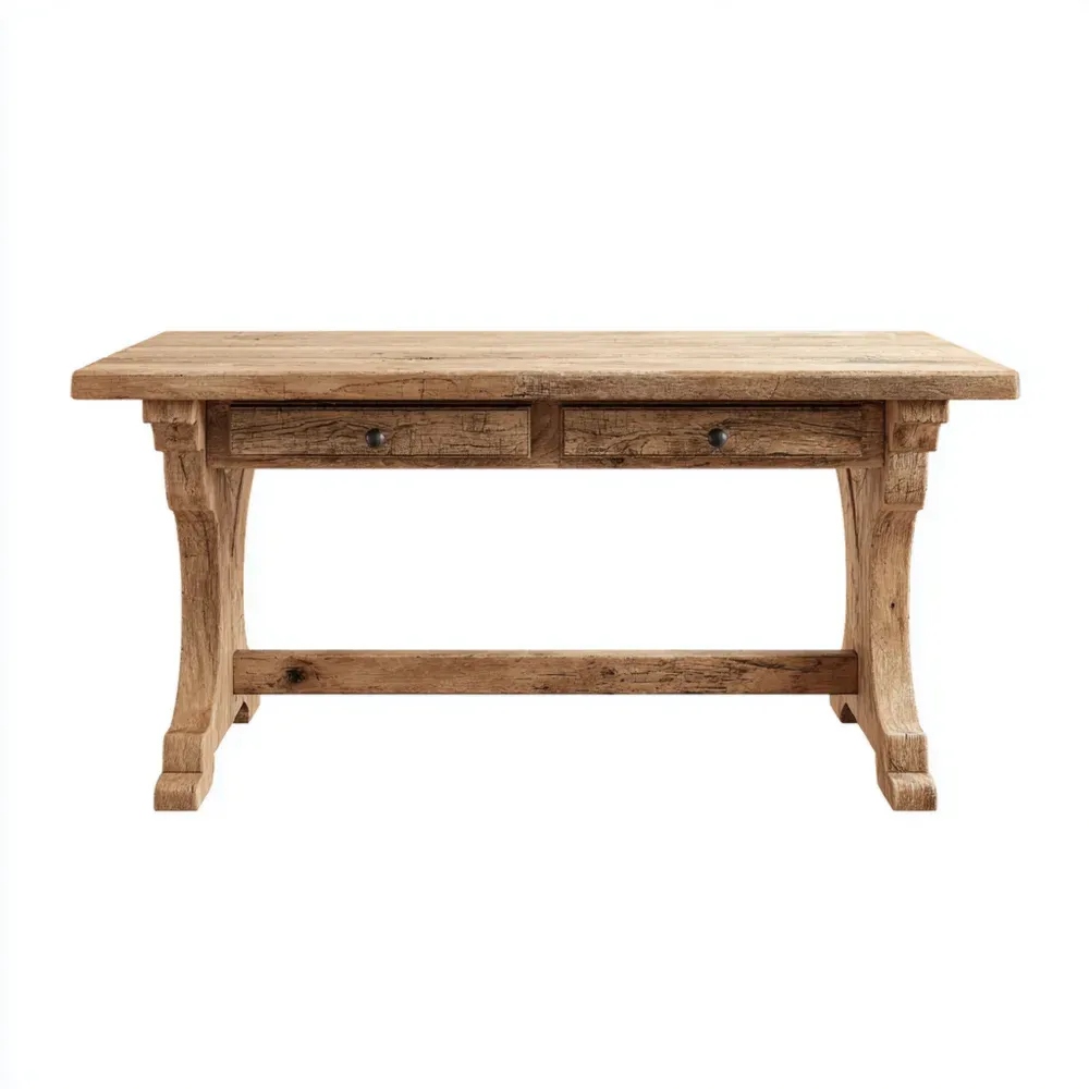 Escritorio de Madera Maciza 140x70x78 cm - Marrón - Estilo Rústico