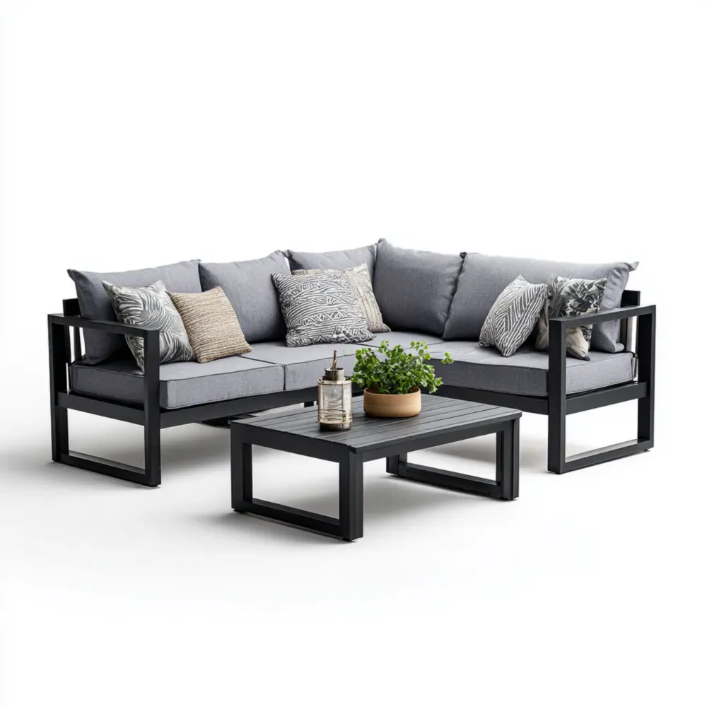 Conjunto de Sofás de Jardín de Aluminio 200x70x65 cm – Gris Oscuro – Diseño Moderno