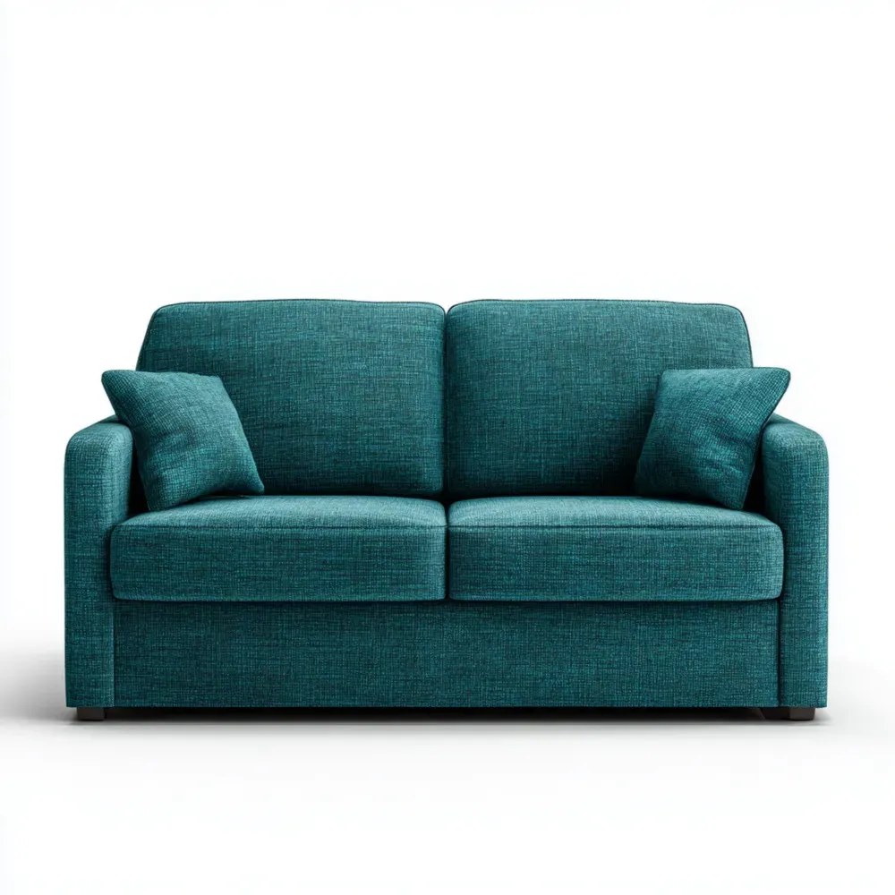 Sofá tapizado en tela 160x90x85 cm – Azul turquesa – Diseño moderno