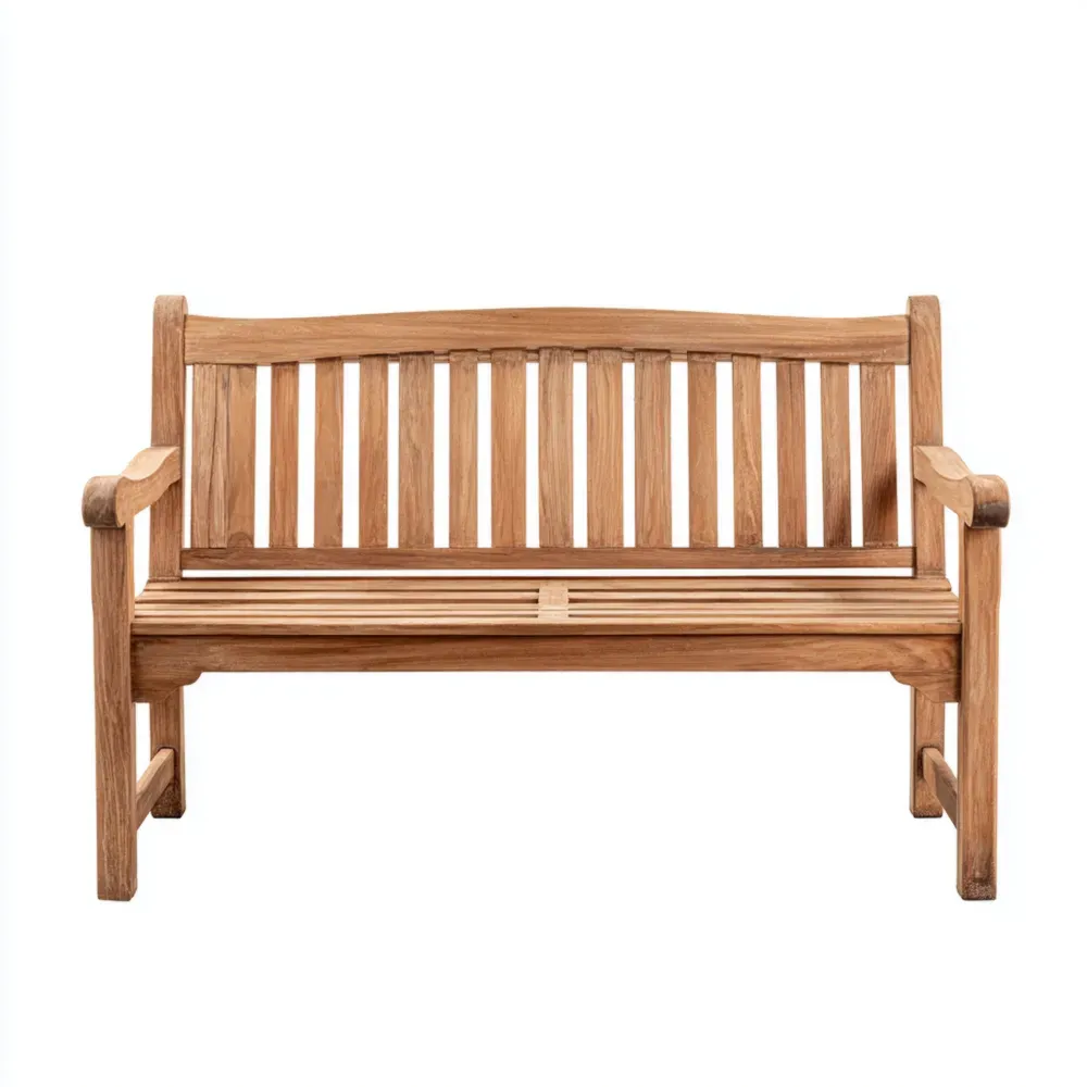 Banco de jardín de teca 120x60x90 cm - Madera Natural - Diseño Clásico