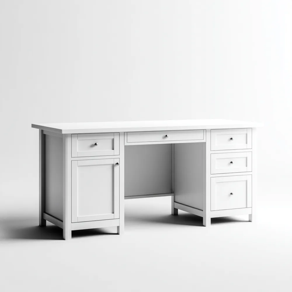 Escritorio de oficina de madera 150x75x73 cm - Blanco - Diseño Clásico