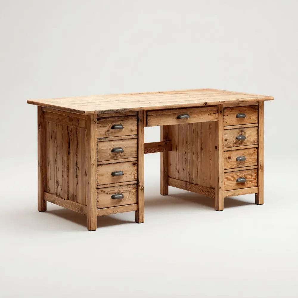 Escritorio de Madera con Cajones 150x70x75 cm – Natural – Diseño Clásico