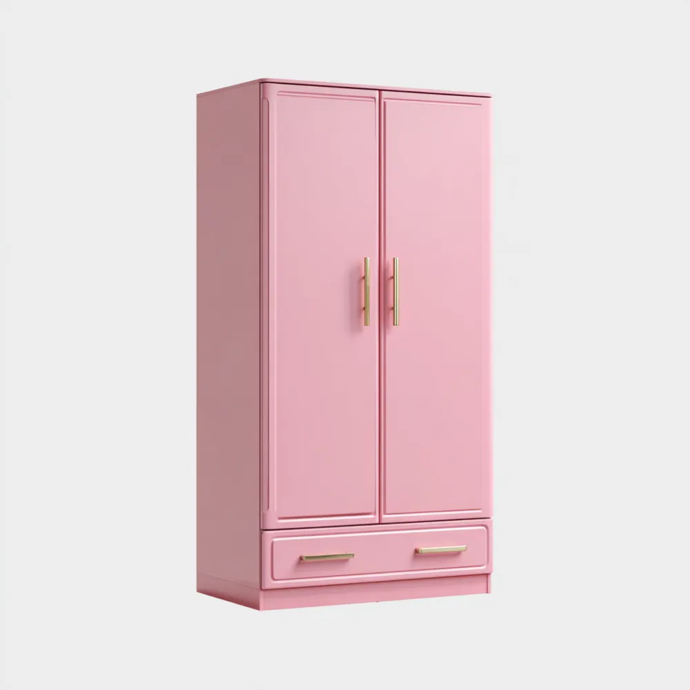 Armario de madera 200x80x50 cm - Rosa - Diseño moderno