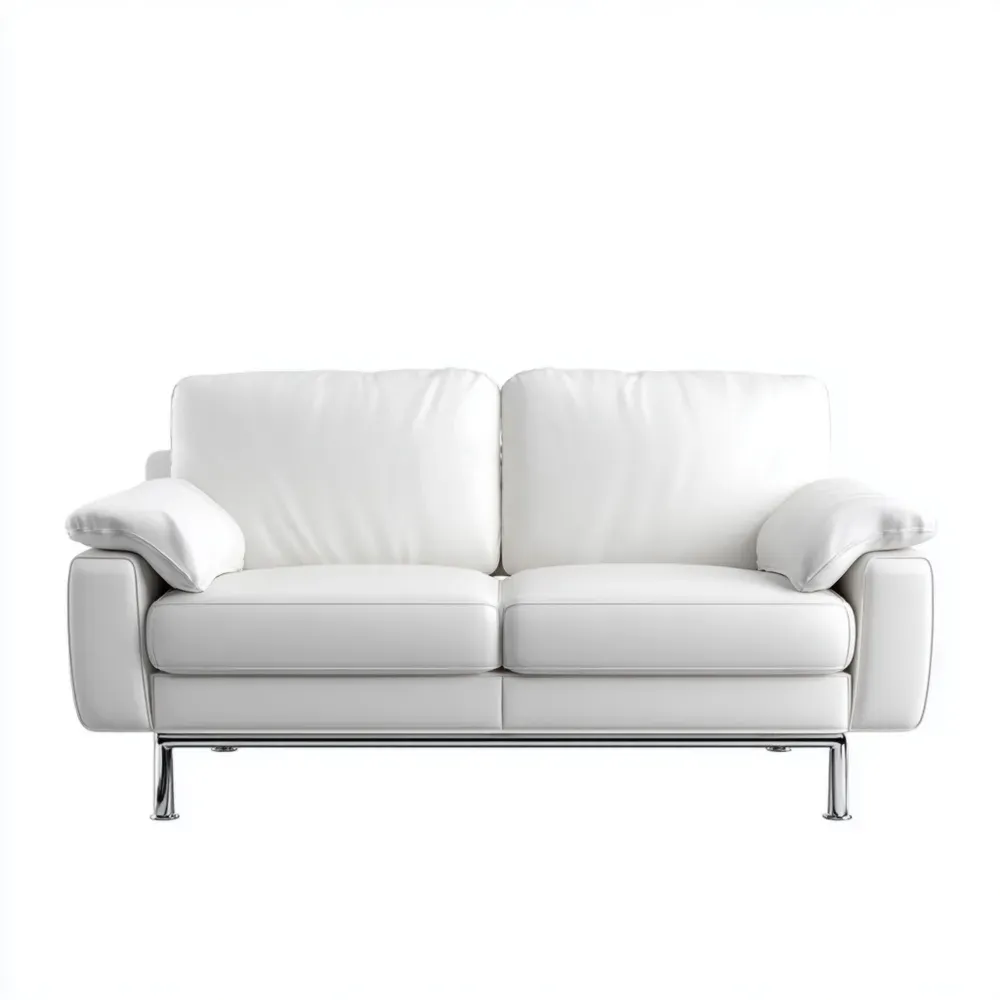 Sofá de dos plazas de Cuero 180x90x85 cm - Blanco - Diseño Contemporáneo